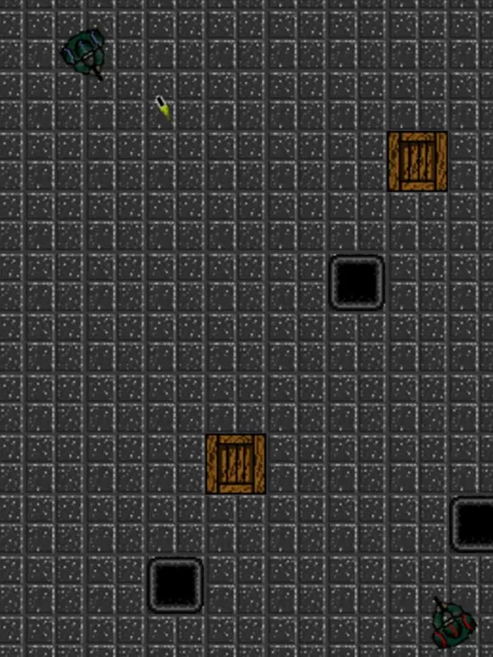 Tiroteo en IronGunz, notese el aspecto 16bits y el ambiente cyberpunk