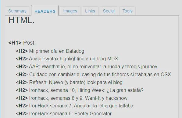 Jerarquía de encabezados en SEO-Meta para la home