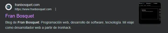 Aspecto del SERP antes de acometer ningún cambio