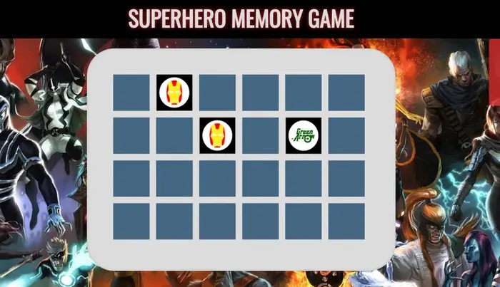 Mi Memory Game con superheroes de Marvel sin copyright